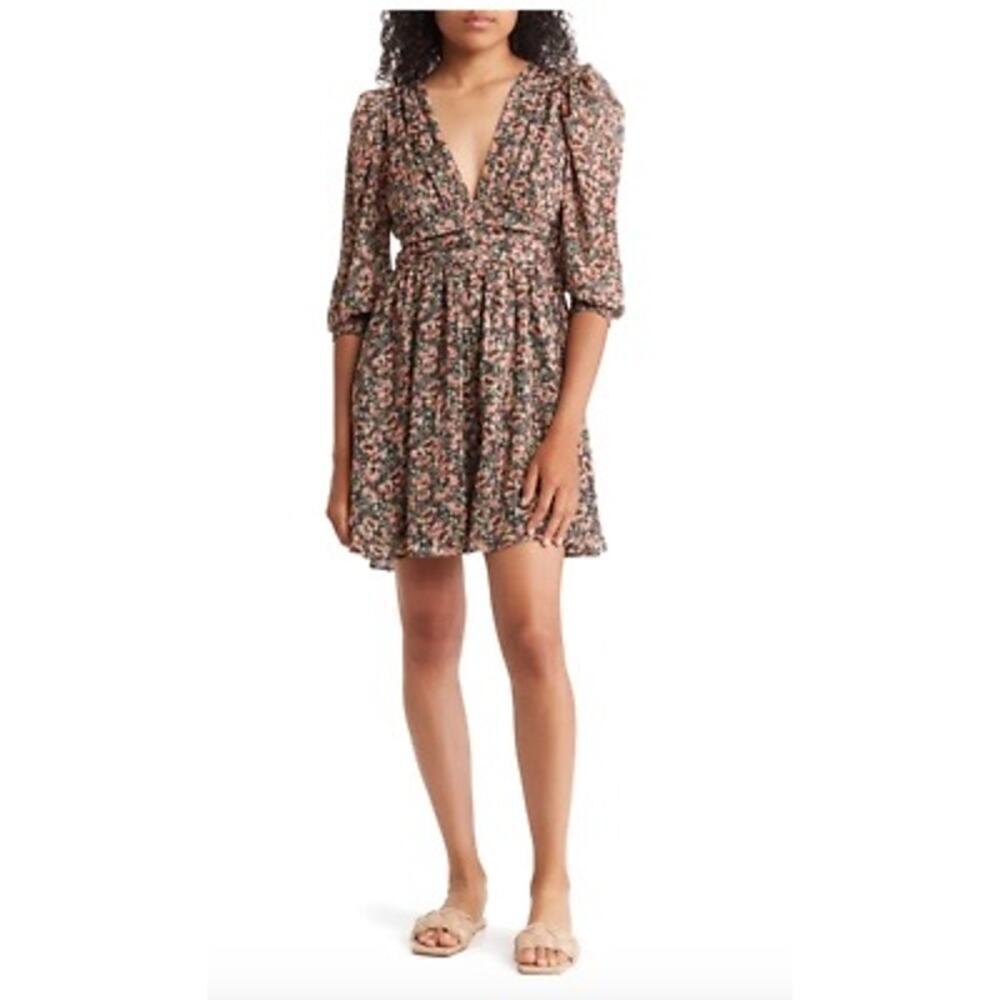 MAISIE Women's Button Front Printed Mini Dress Sz XS Floral NWT